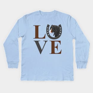 Brown Bay Gypsy Vanner Draft Horse LOVE Kids Long Sleeve T-Shirt